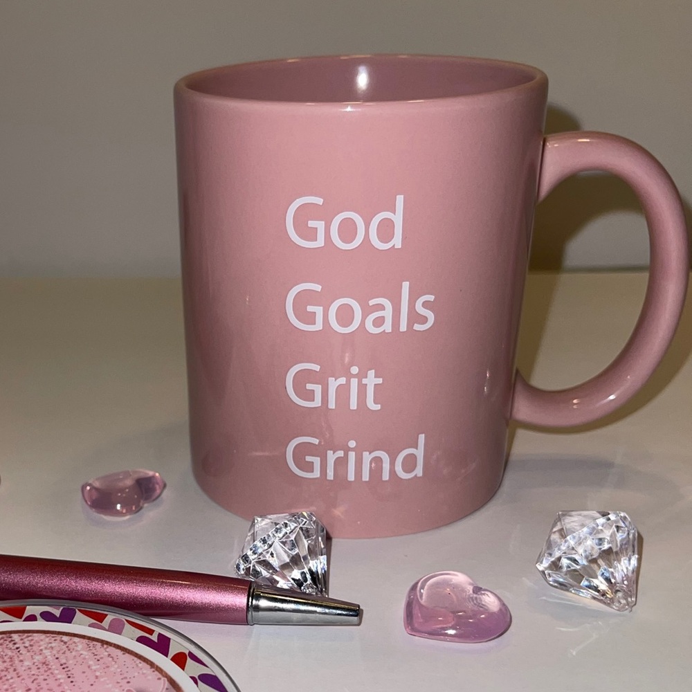 God, goals coffee mug.